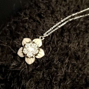 lia sophia floral necklace grey, pearl, rhinestone